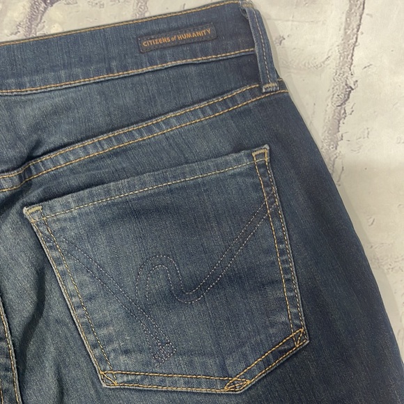 Citizens of Humanity Ava Jeans Low-Mid-Rise Straight Leg Dark Wash Blue Denim - Picture 2 of 14